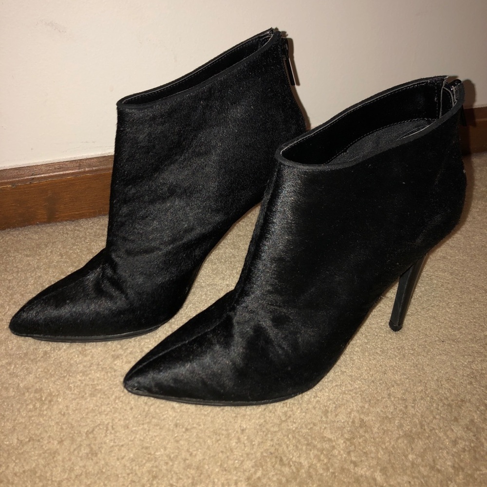 Faux fur black EXPRESS booties! Warn once!